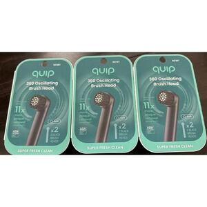 QUIP 360 Oscillating Electric Toothbrush Heads Refill, Black, Soft 6 Total Heads